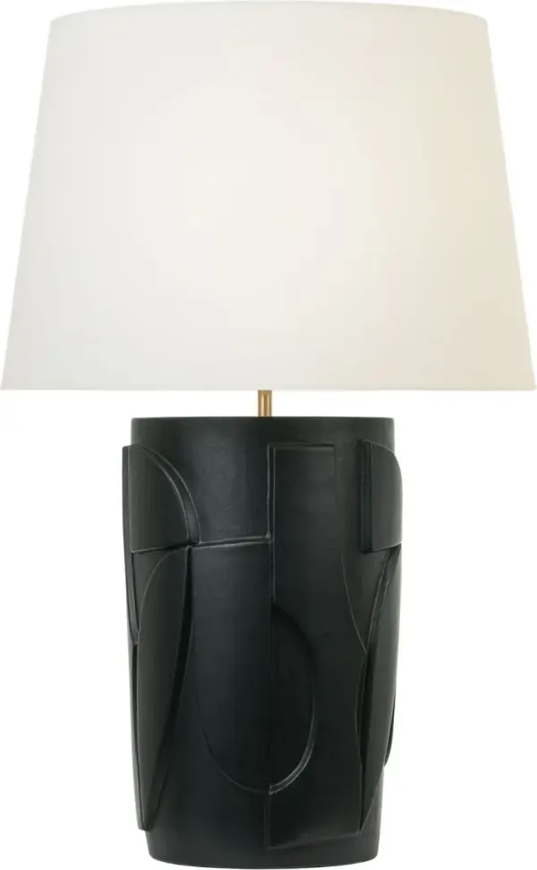 The Klint table lamp combines classic proportions with contemporary styling. Its 28-inch height makes it ideal for living spaces and bedrooms, while the matte black finish and linen shade create versatile elegance.
