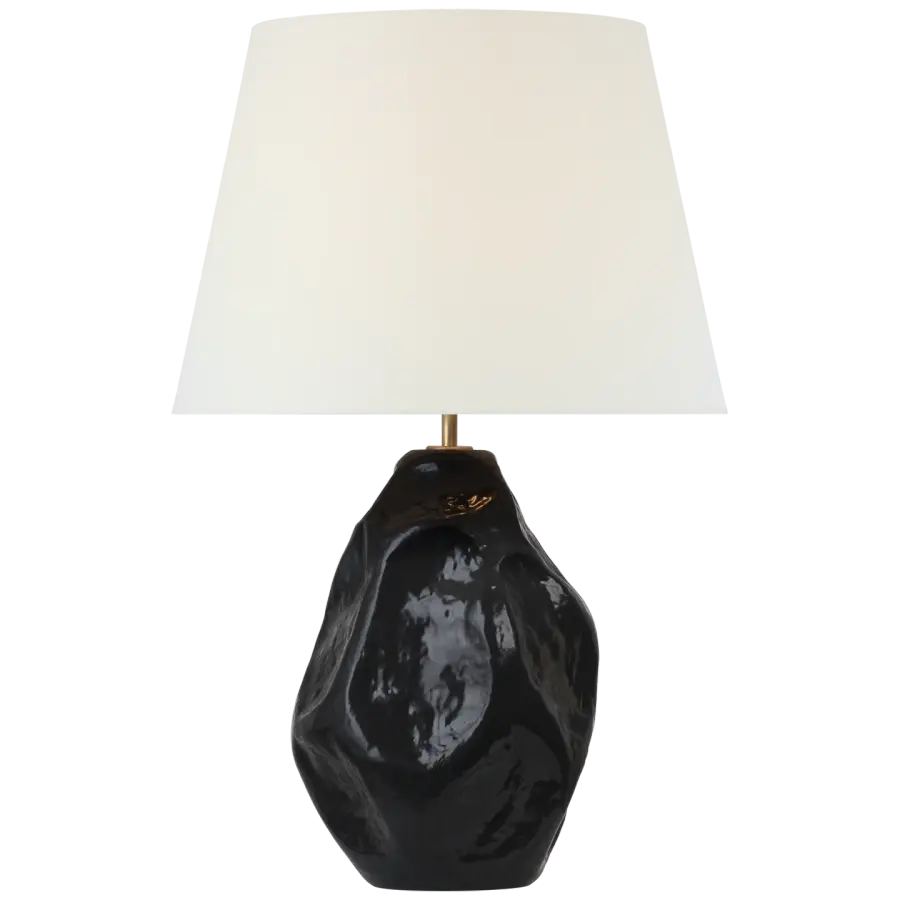 Rocco 27" Table Lamp in Black with Linen Shade - Image 1