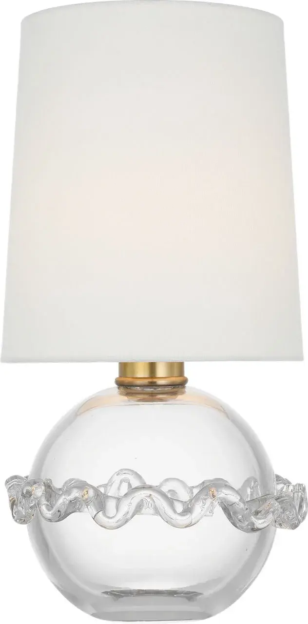 Breslin 16" Cordless Accent Lamp in Clear Glass with Linen Shade - Image 1