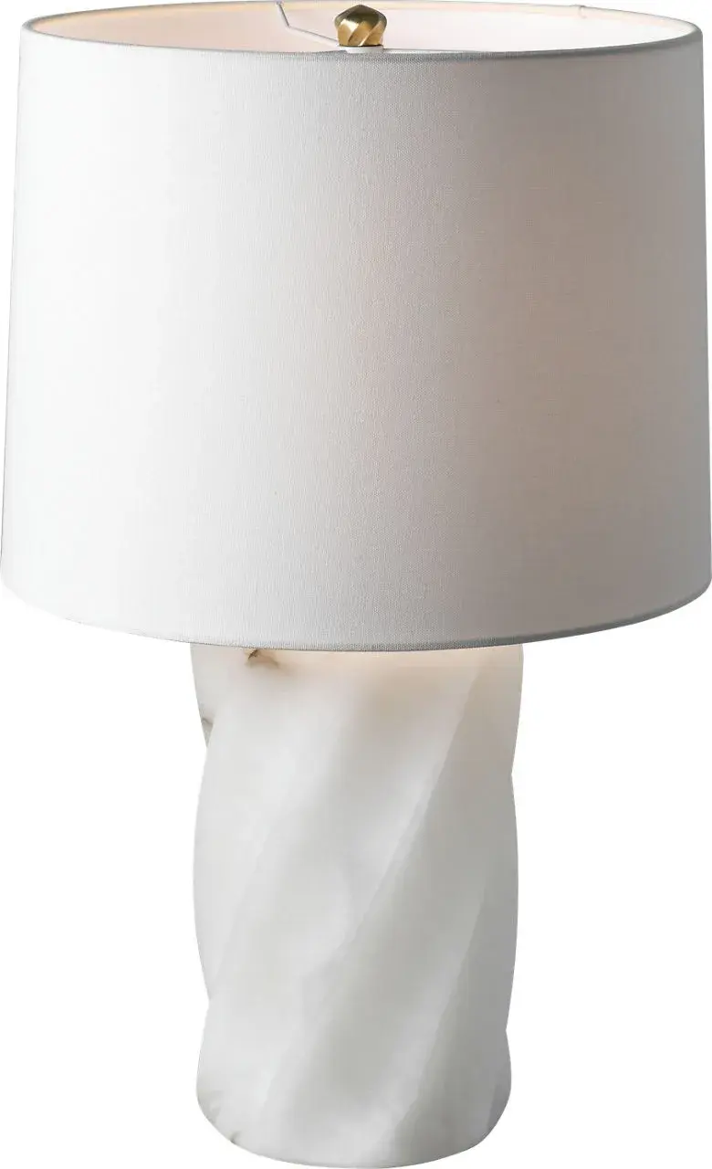 Elegant Alabaster Table Lamp with Sculptural Torsade Base - Image 2