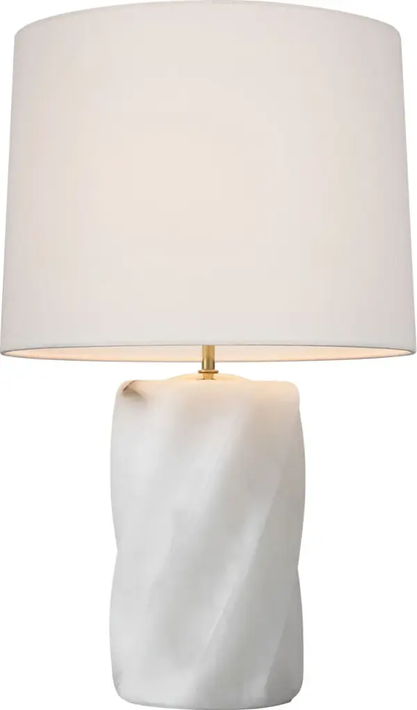 Elegant Alabaster Table Lamp with Sculptural Torsade Base - Image 3