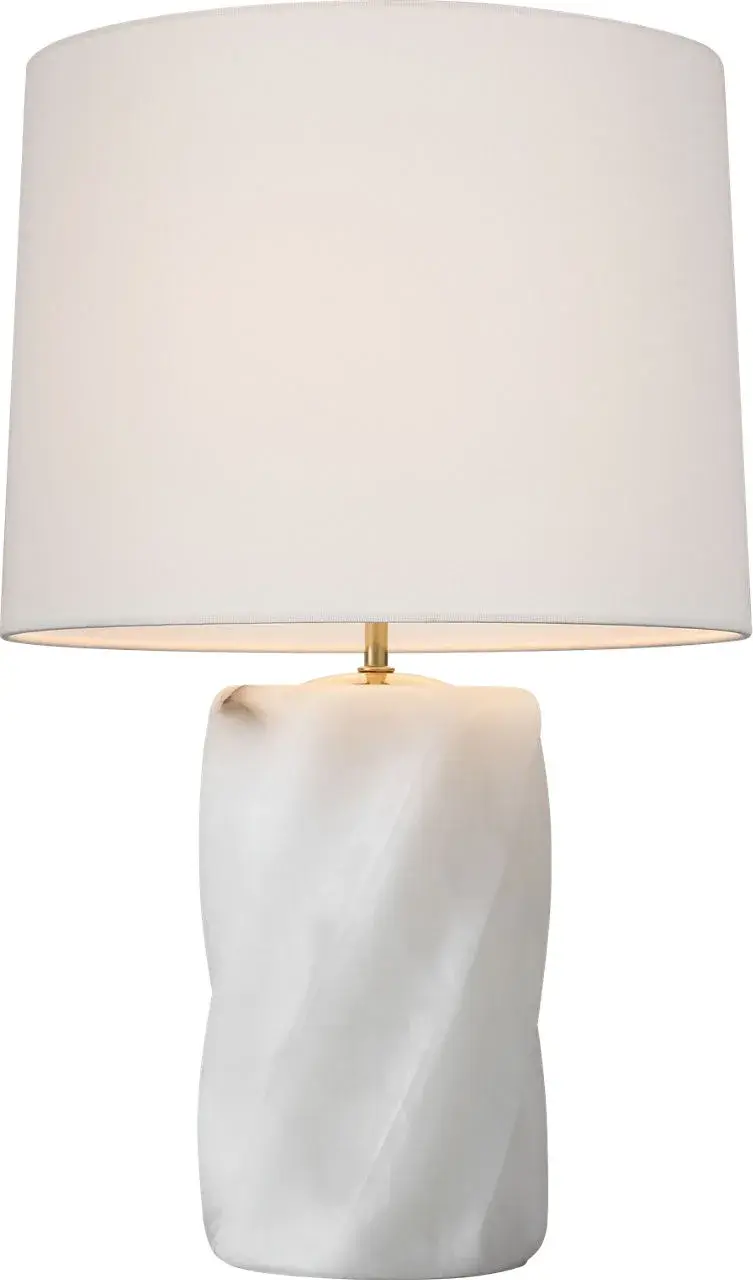 Elegant Alabaster Table Lamp with Sculptural Torsade Base - Image 3