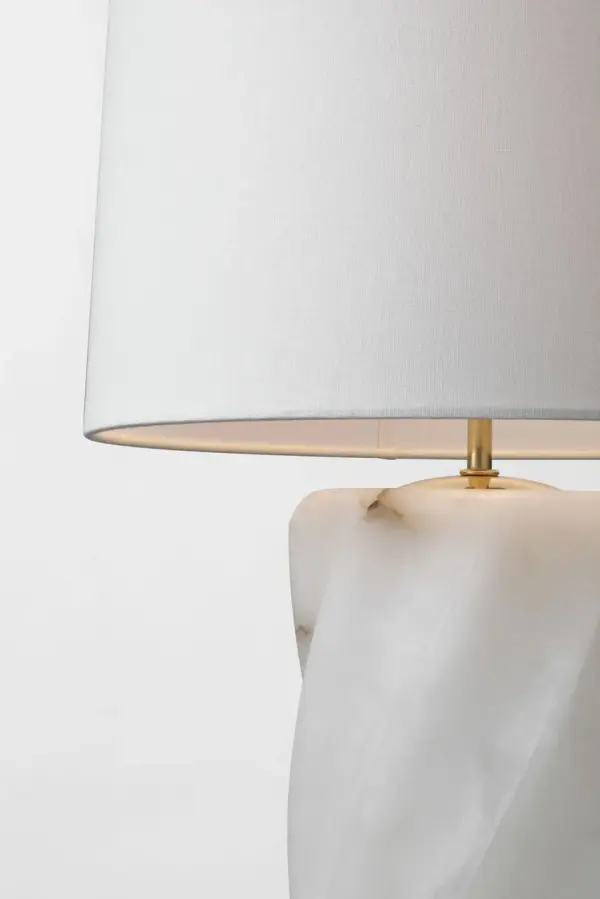 Elegant Alabaster Table Lamp with Sculptural Torsade Base - Image 6