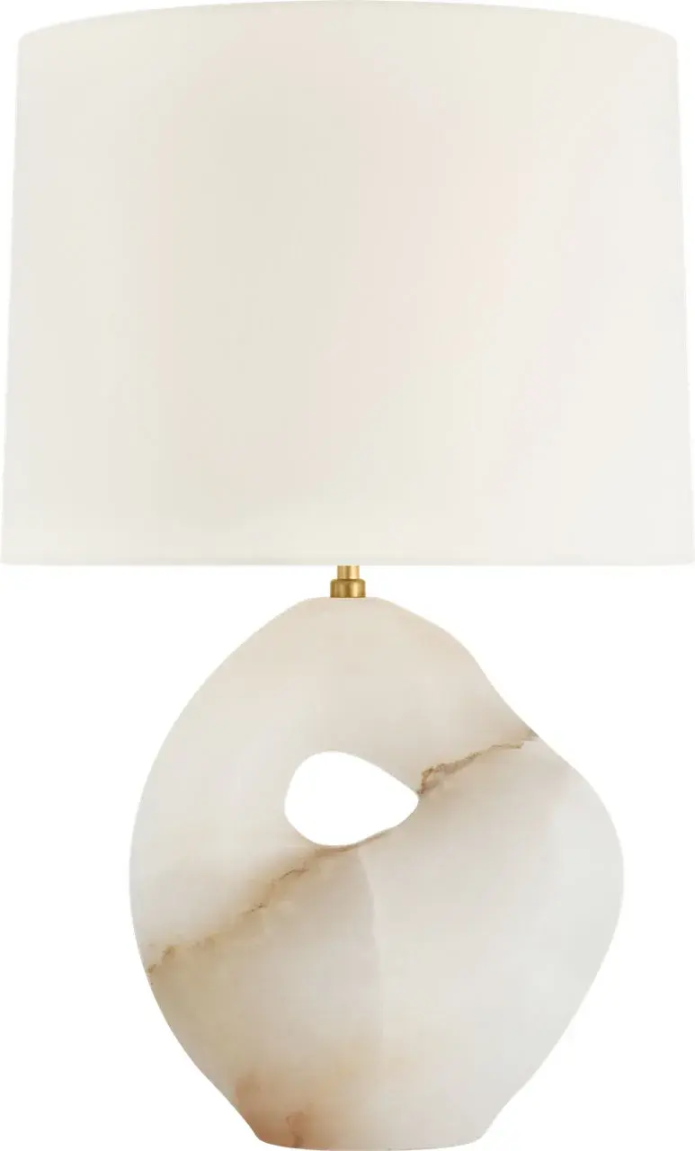 Adria 25" Table Lamp in Alabaster with Linen Shade - Image 1