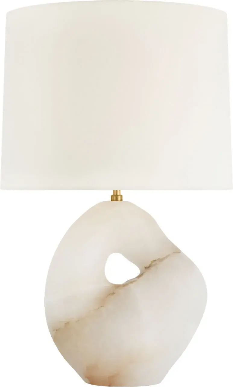 Adria 25" Table Lamp in Alabaster with Linen Shade - Image 2