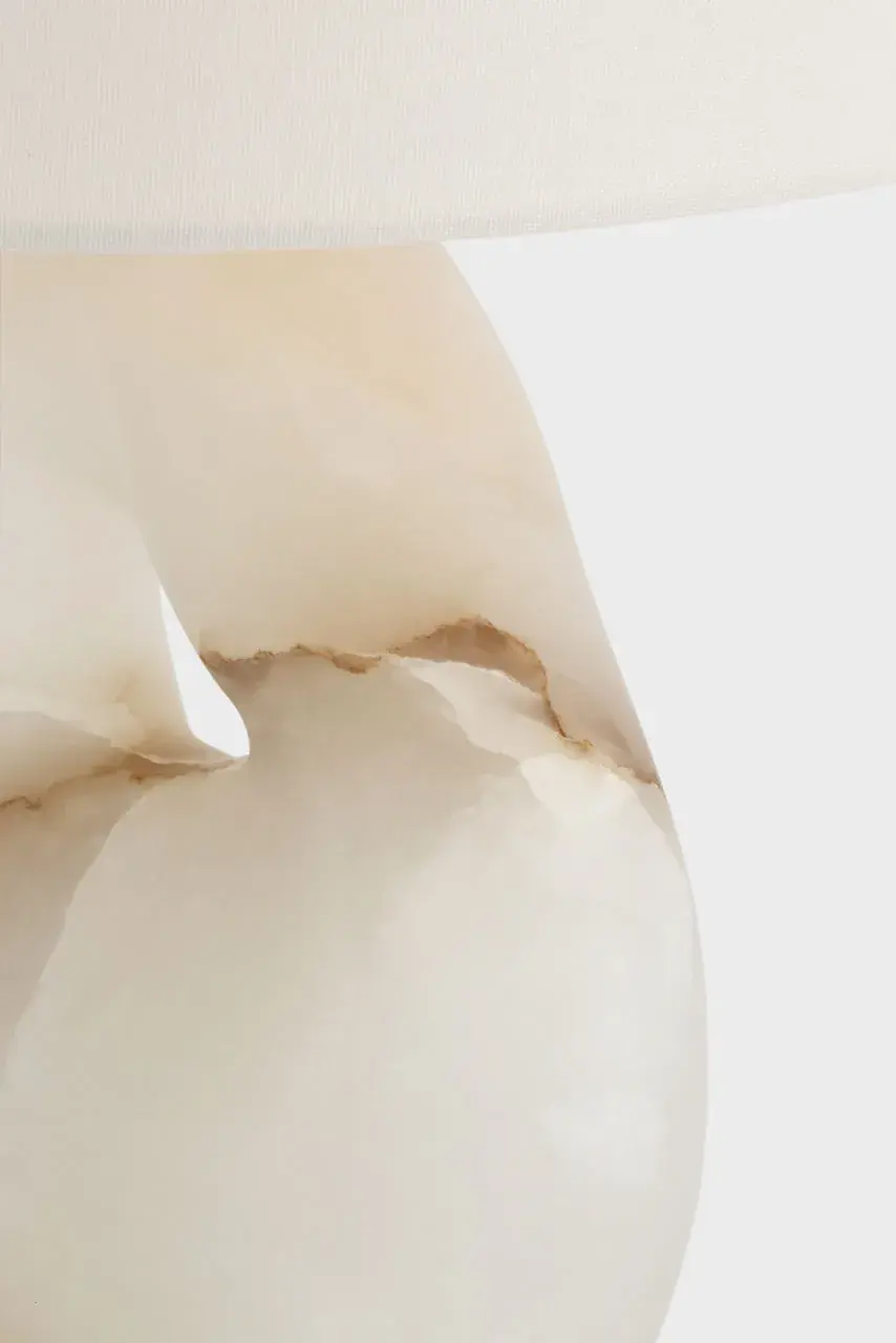 Adria 25" Table Lamp in Alabaster with Linen Shade - Image 4