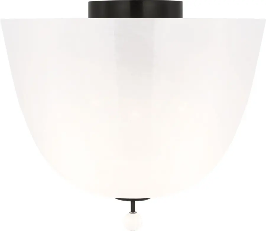 Brisa 14" Semi-Flush Mount in Bronze with White Strie Glass - Image 1