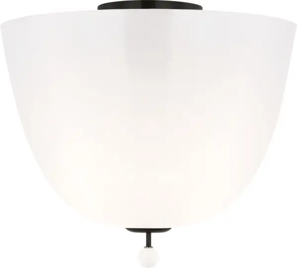 Brisa 14" Semi-Flush Mount in Bronze with White Strie Glass - Image 3