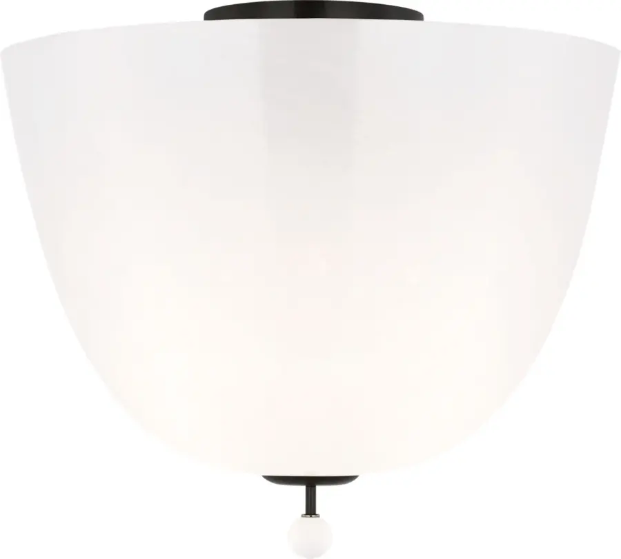 Brisa 14" Semi-Flush Mount in Bronze with White Strie Glass - Image 3