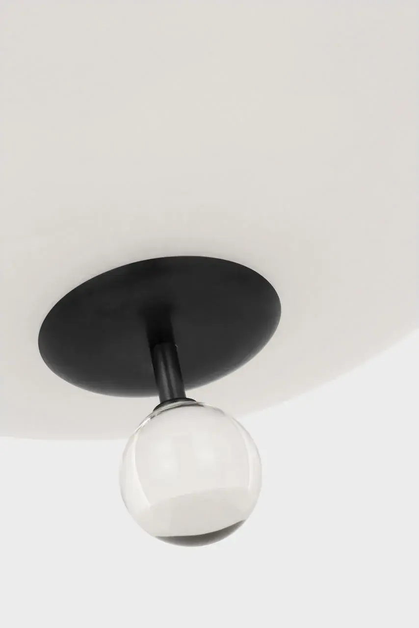 Brisa 14" Semi-Flush Mount in Bronze with White Strie Glass - Image 4