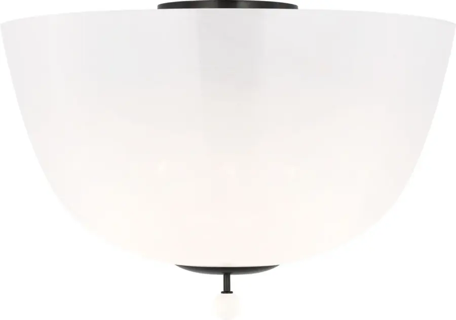Brisa 16" Semi-Flush Mount in Bronze with White Strie Glass - Image 2