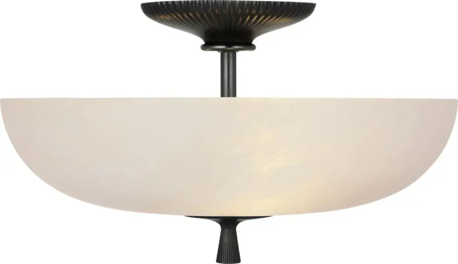 Pascal 14" Bowl Semi-Flush Mount in Bronze with Alabaster - Image 2