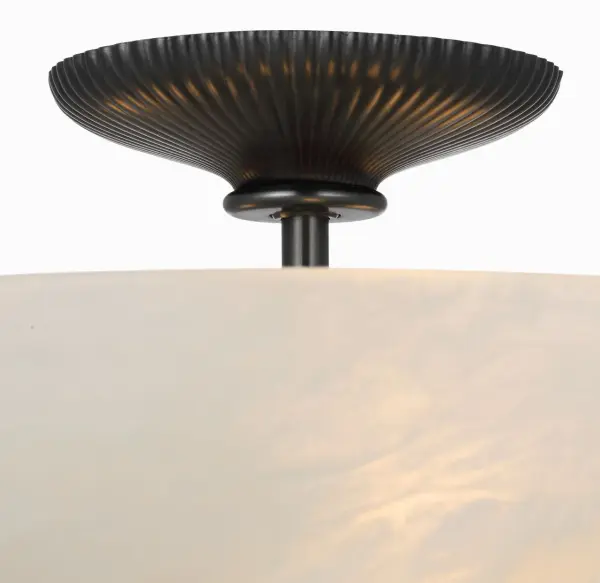 Pascal 14" Bowl Semi-Flush Mount in Bronze with Alabaster - Image 3