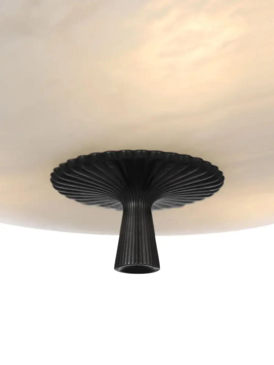 Pascal 14" Bowl Semi-Flush Mount in Bronze with Alabaster - Image 4