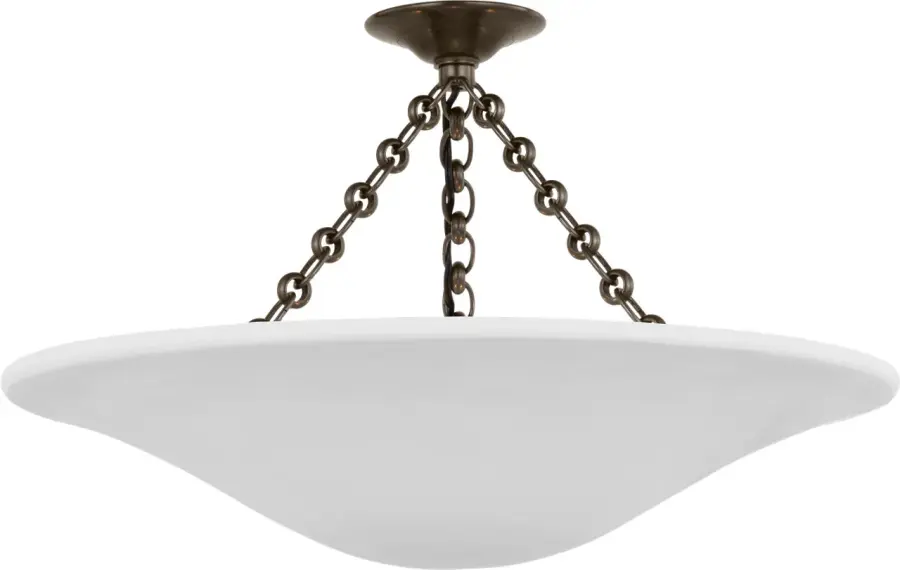 Mollino 24" Semi-Flush Mount in Bronze with Plaster White Shade - Image 1