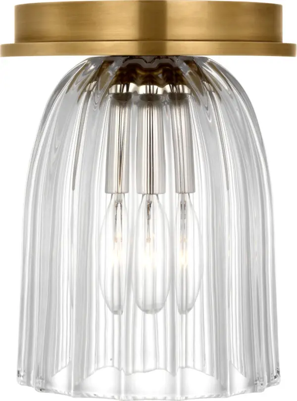 The Asalea Solitaire is a refined 5-inch flush mount that delivers classic elegance in a compact footprint. Its hand-rubbed antique brass finish and clear glass shade create sophisticated ambient lighting ideal for smaller spaces.