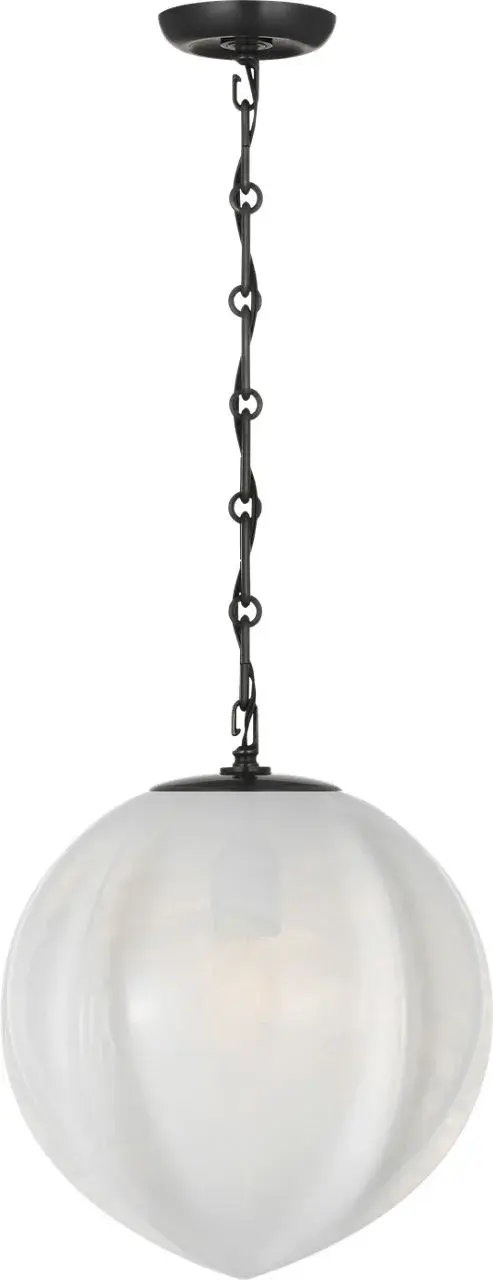 Rae 13" Pendant in Bronze with White Strie Glass - Image 1