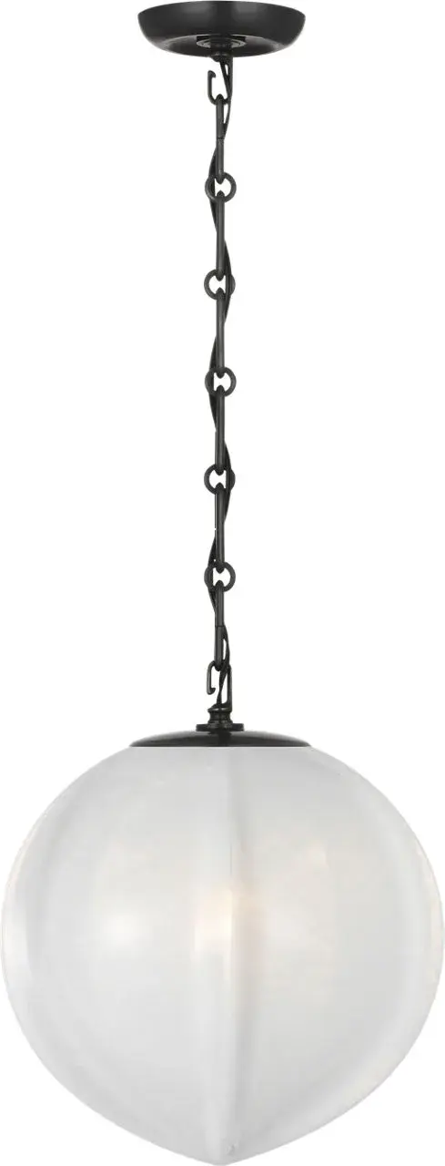 Rae 13" Pendant in Bronze with White Strie Glass - Image 2