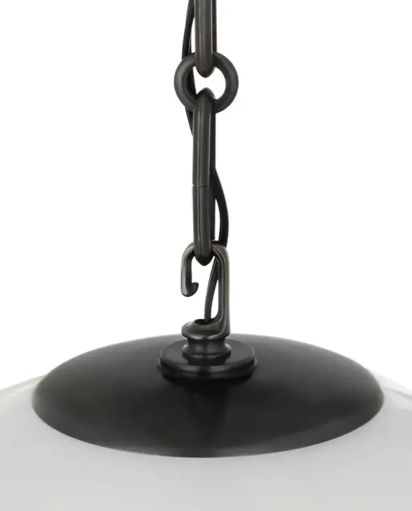 Rae 13" Pendant in Bronze with White Strie Glass - Image 3