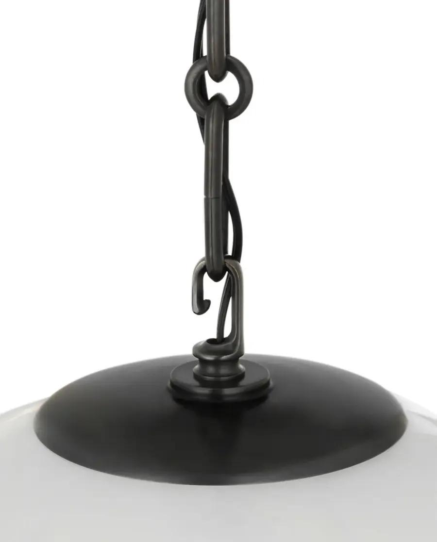 Rae 13" Pendant in Bronze with White Strie Glass - Image 3