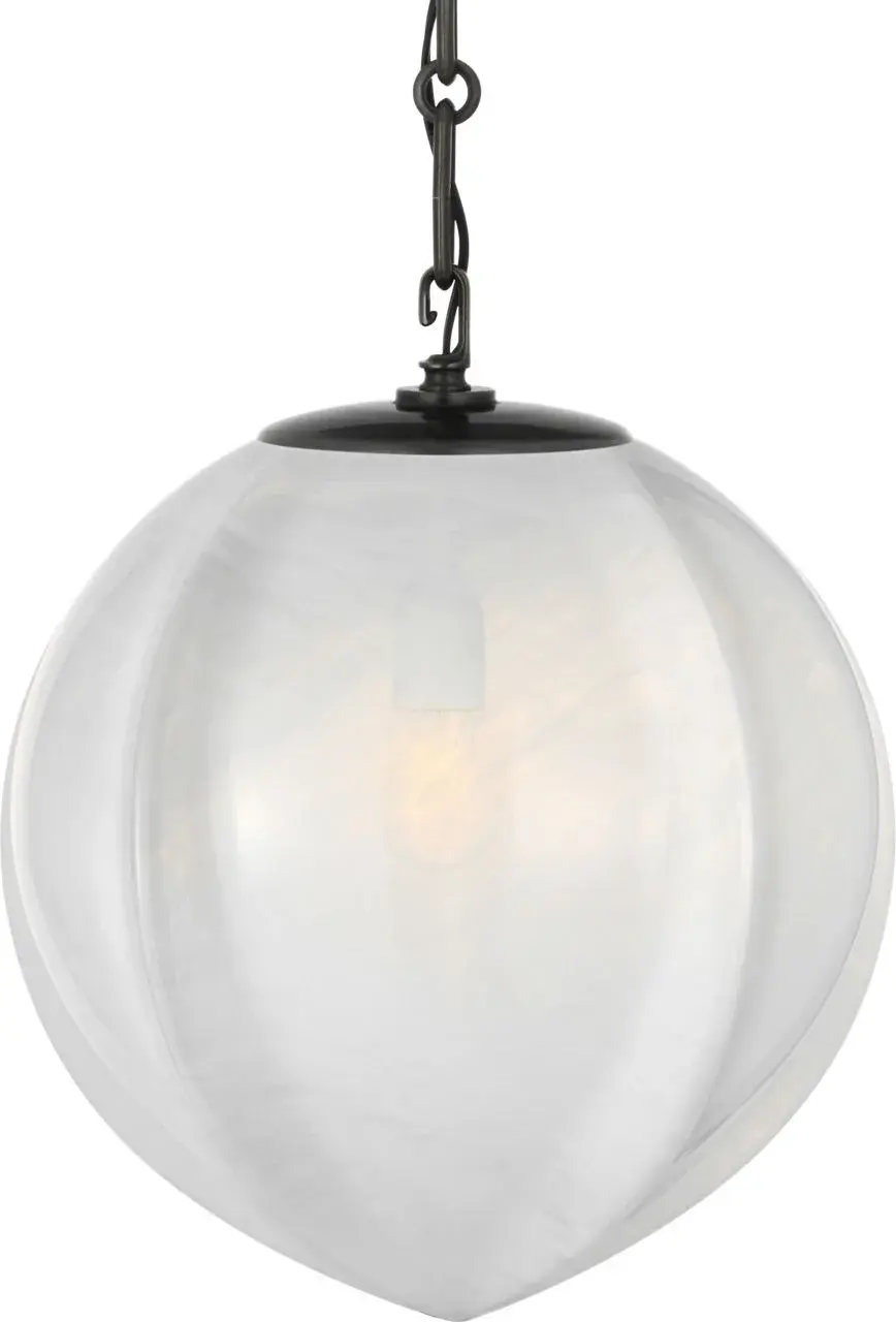 Rae 13" Pendant in Bronze with White Strie Glass - Image 4