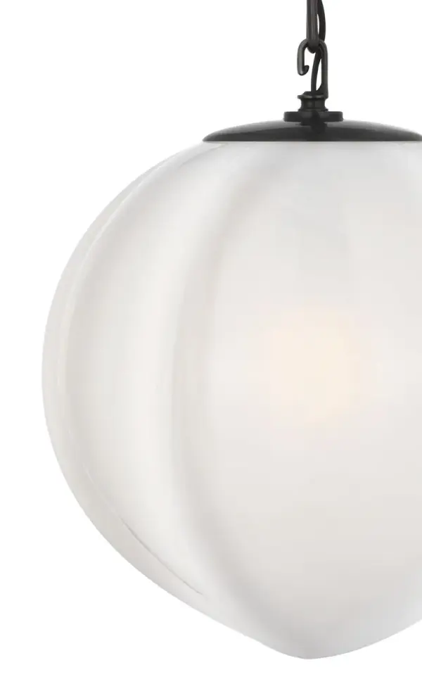 Rae 13" Pendant in Bronze with White Strie Glass - Image 5