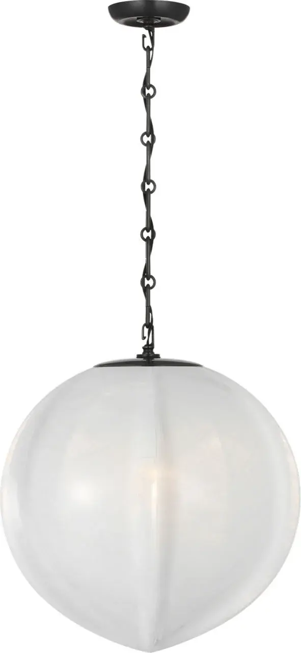 Rae 17" Pendant in Bronze with White Strie Glass - Image 3