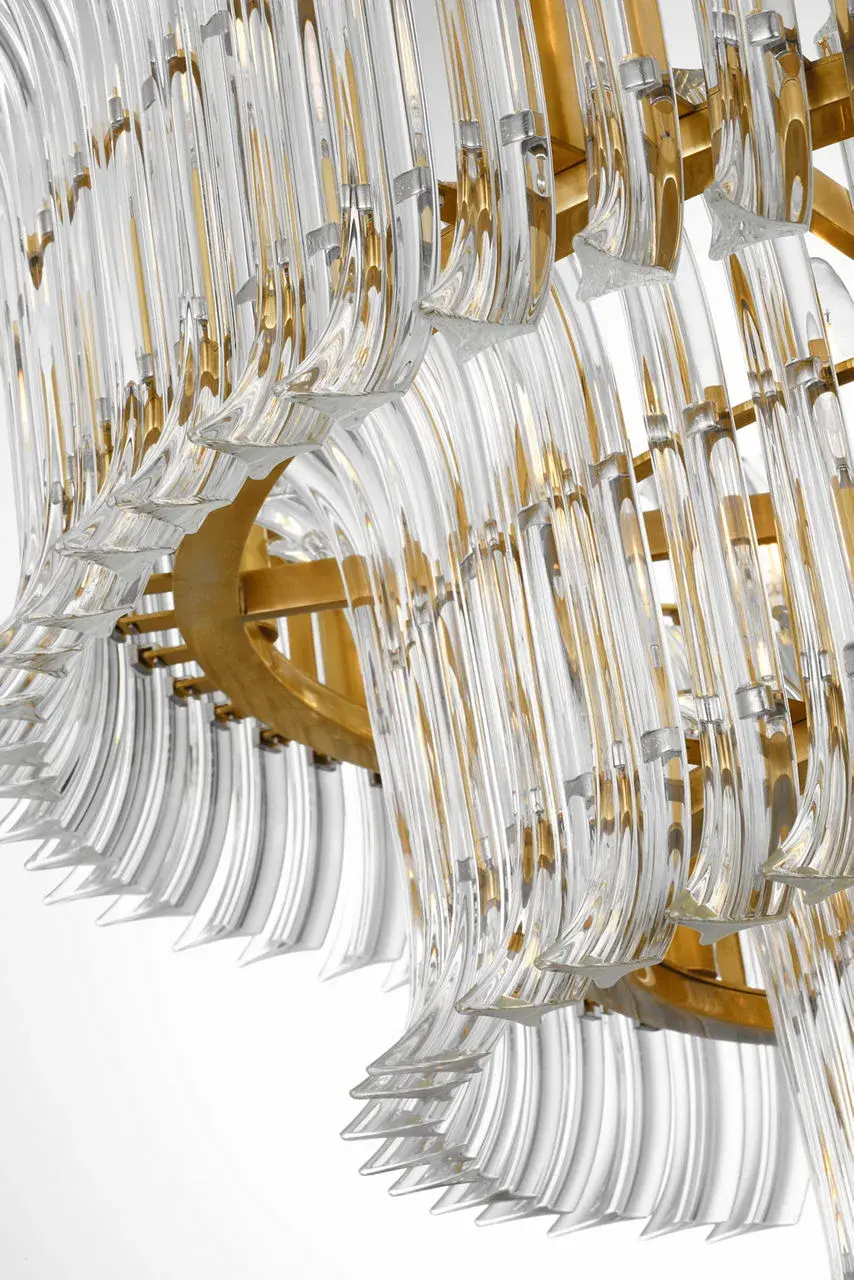 Rhine 34" Three Tier Chandelier in Hand-Rubbed Antique Brass with Crystal - Image 5