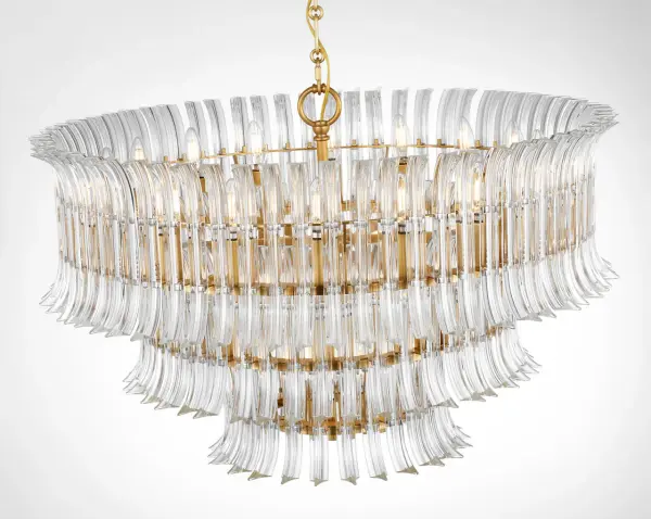 Rhine 34" Three Tier Chandelier in Hand-Rubbed Antique Brass with Crystal - Image 9