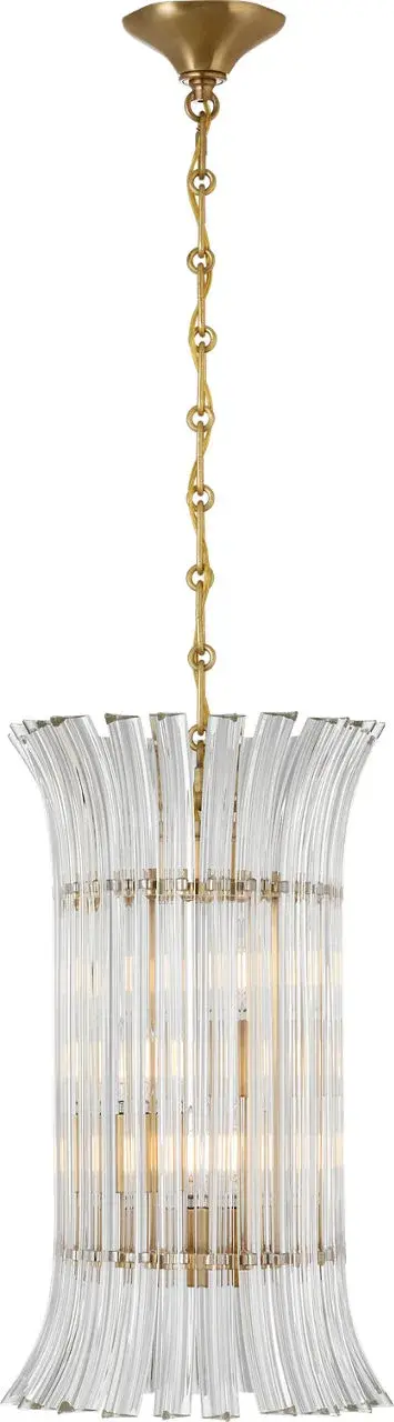 Rhine 12" Pendant in Hand-Rubbed Antique Brass with Crystal - Image 1