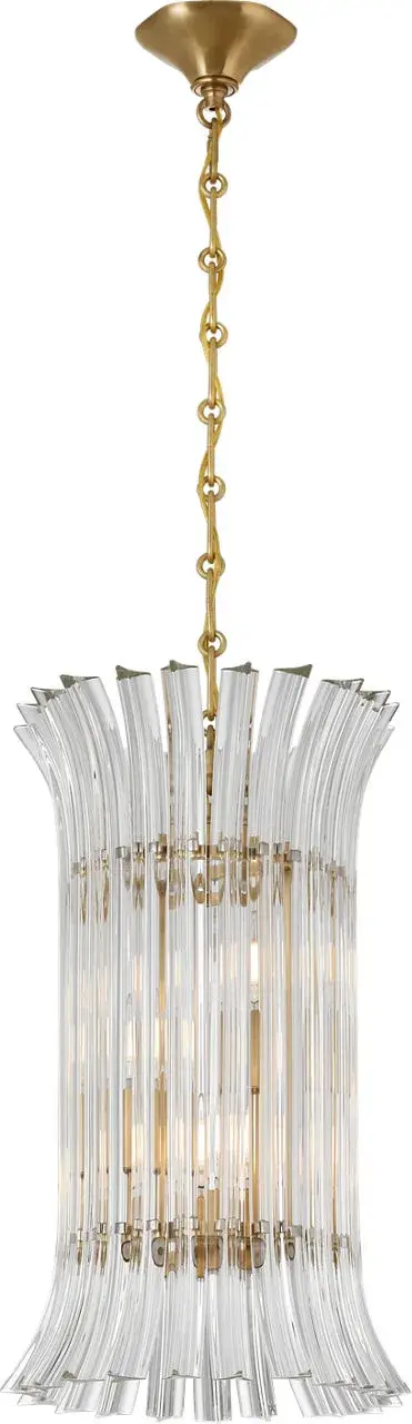 Rhine 12" Pendant in Hand-Rubbed Antique Brass with Crystal - Image 2