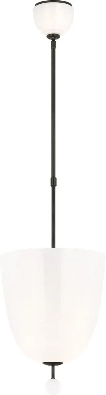 Brisa 13" Uplight Pendant in Bronze with White Strie Glass - Image 2