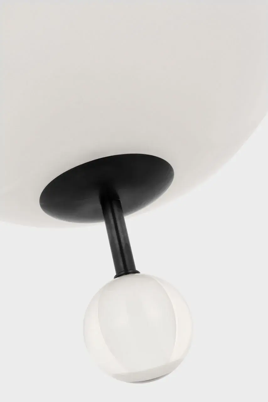Brisa 13" Uplight Pendant in Bronze with White Strie Glass - Image 4