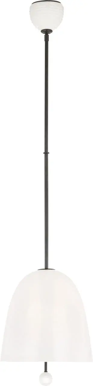 Brisa 13" Pendant in Bronze with White Strie Glass - Image 1
