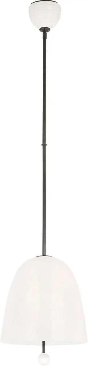 The Brisa pendant combines a warm bronze finish with distinctive white strie glass, creating soft, diffused lighting perfect for intimate spaces. Its 13-inch diameter makes it ideal for smaller areas or grouped installations. - alternate view