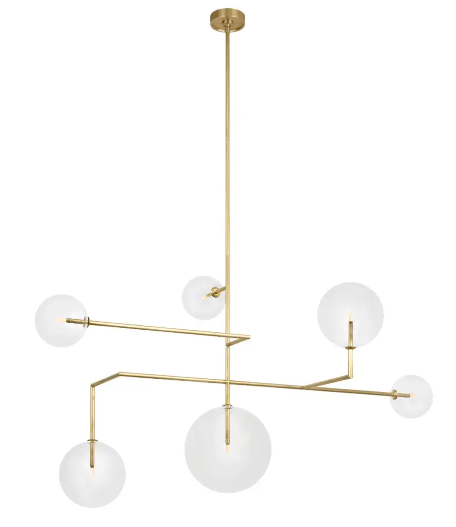 Linnea 59" Chandelier in Hand-Rubbed Antique Brass with Clear Glass - Image 1