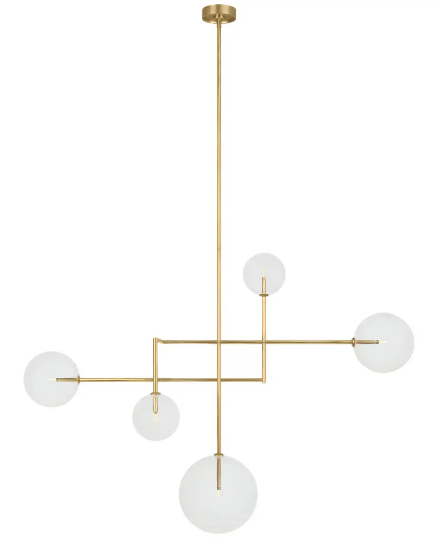 Linnea 57" Chandelier in Hand-Rubbed Antique Brass with Clear Glass - Image 1