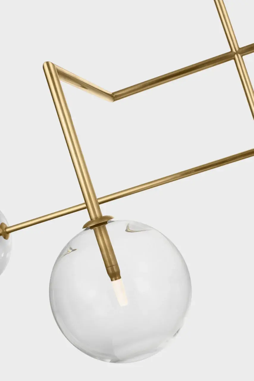 Linnea 57" Chandelier in Hand-Rubbed Antique Brass with Clear Glass - Image 2