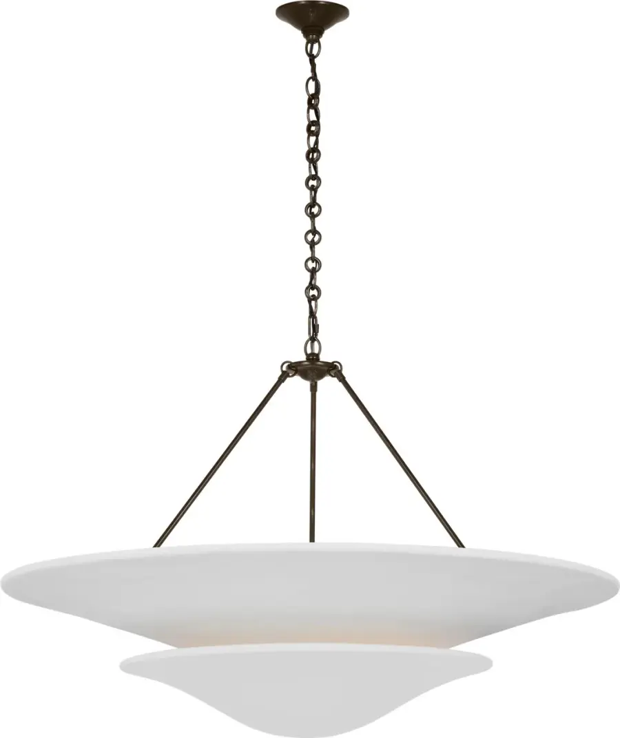 Mollino 40" Chandelier in Bronze with Plaster White Shade - Image 1