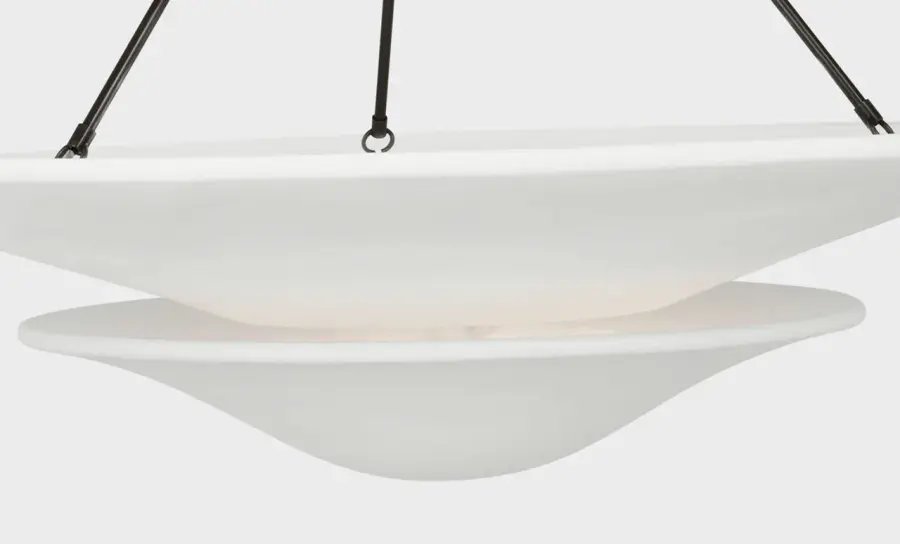 Mollino 40" Chandelier in Bronze with Plaster White Shade - Image 4