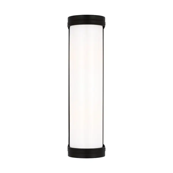 Alexa Hampton's Ifran vanity fixture brings sophisticated simplicity to bathroom lighting. The tubular silhouette in aged iron finish pairs beautifully with opal etched glass for soft, flattering illumination.