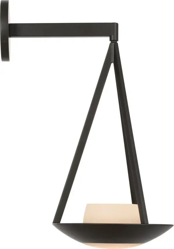 Divina 19" Floating Bowl Sconce in Modern Iron with Alabaster - Image 2