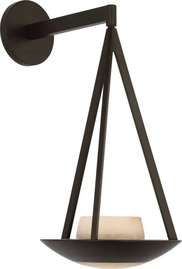 Divina 19" Floating Bowl Sconce in Modern Iron with Alabaster - Image 3