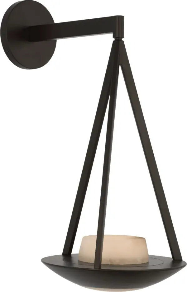 Divina 19" Floating Bowl Sconce in Modern Iron with Alabaster - Image 4