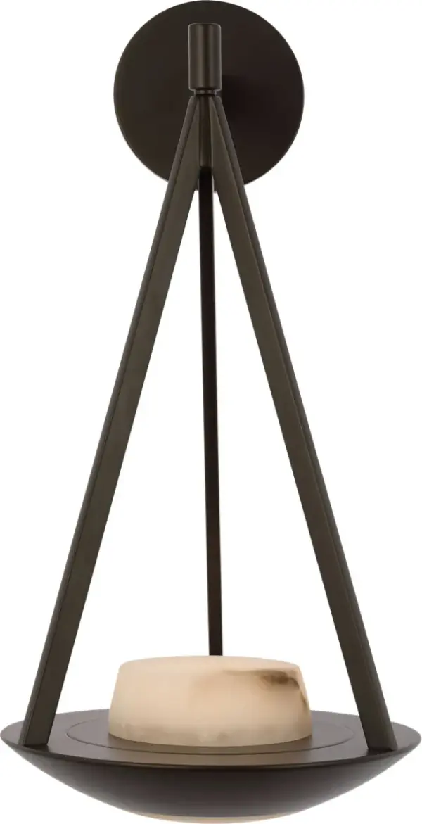 Divina 19" Floating Bowl Sconce in Modern Iron with Alabaster - Image 5
