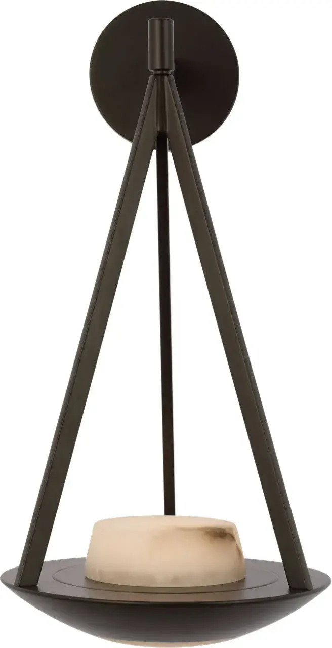 Divina 19" Floating Bowl Sconce in Modern Iron with Alabaster - Image 5