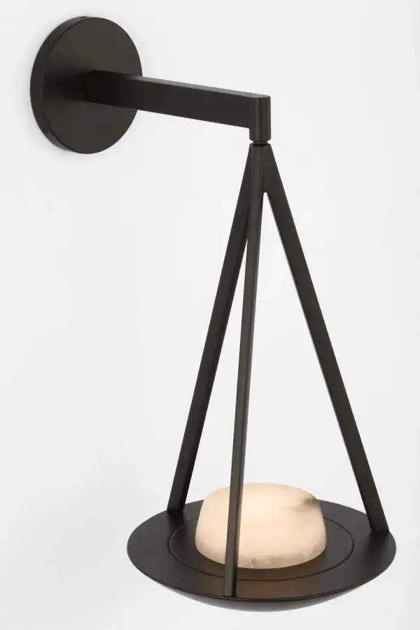 Divina 19" Floating Bowl Sconce in Modern Iron with Alabaster - Image 8