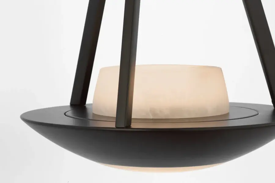 Divina 19" Floating Bowl Sconce in Modern Iron with Alabaster - Image 9