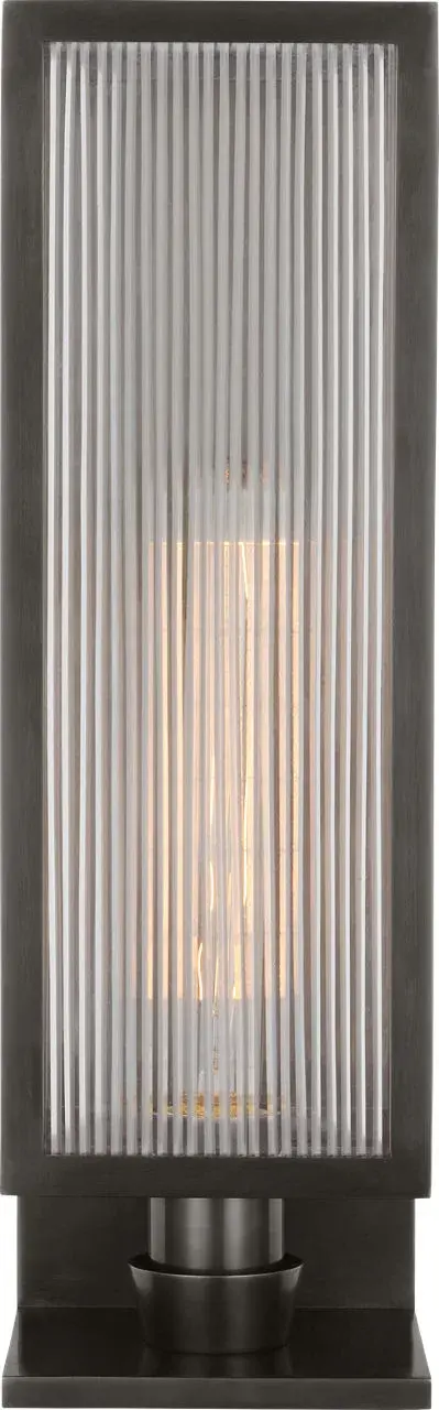 York 16" Single Box Sconce in Bronze with Clear Ribbed Glass - Image 2