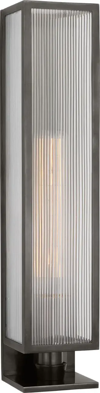 York 24" Single Box Sconce in Bronze with Clear Ribbed Glass - Image 1